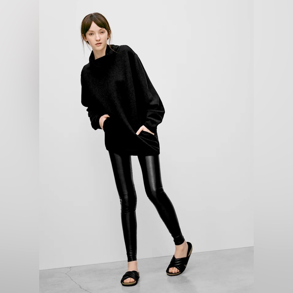 NWOT Aritzia Wilfred Daria Pant, Faux Leather Leggings, Black XS (butter smooth)